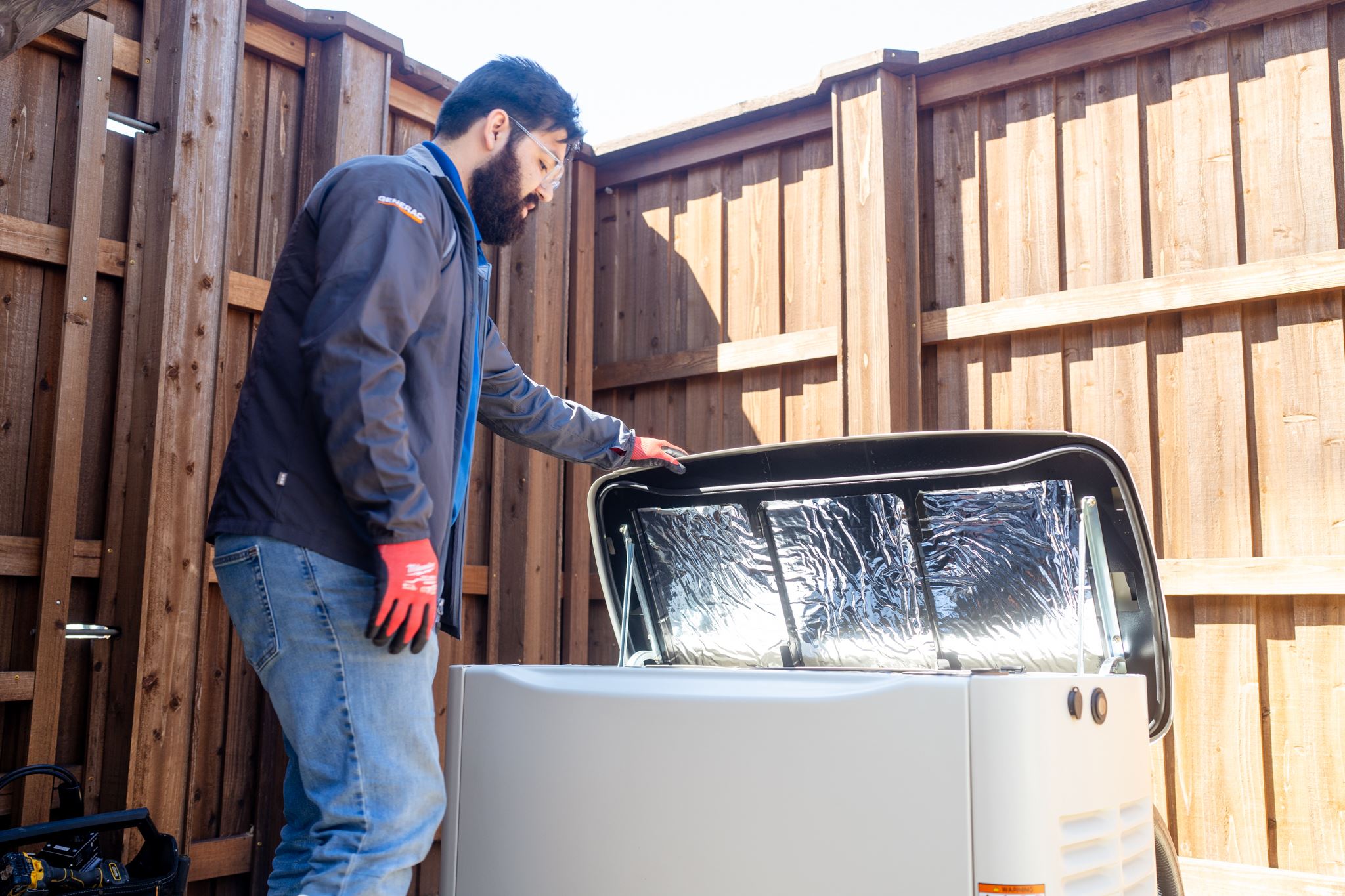 electrician repairing a generator